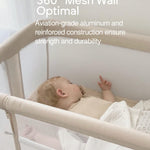Fodoss Baby Bassinets Bedside Sleeper - All Mesh Bedside Bassinet with Wheels, 7 Height Adjustable Baby Bassinet for Infants, Beige