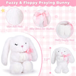 Baptism Gifts for Girl, Christening Gift Set for Baby Girls, Baby Dedication Gift, Includes Bunny Stuffed Animal, First Rosary Beads, Prayer Book, Keepsake Blanket, Catholic Baptism Gift Basket