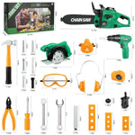 Vextronic Kids Tool Set 36 PCS with Electric Toy Chainsaw Drill Circular Saw with Realistic Sounds, Toy Tool Set for Toddlers 3 4 5 6 7 8, Pretend Play Kids Power Tools Kit Gift for Boys Girls