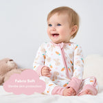 pureborn Baby Girls Sleeper Viscose from Bamboo Pajamas 2-Way Zipper Snug Fit Sleepwear Rabbit 18-24 Months