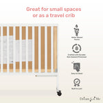 Dream On Me Quinn Full-Size Portable Baby Crib in White, GreenGuard Gold & BSA, Patented Quick Fold System, Adjustable Mattress Support, Heavy-Duty Wheels, Compact Design, Safe Sleep Assurance