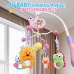 RSEPD Crib Mobile with Music and Lights, Baby Mobiles for Cribs, Nursery Musical Mobile for Bassinets Toys Hanging Girls Boys, Pack and Play Space Portable Animal Mobile Hanger Arm Clip On Attachment