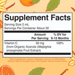 MARYRUTH'S Infant & Baby Vitamin C Supplement | USDA Organic Vitamin C Liquid Drops for Infants | Ages 6-12 Months | Immune Support | Overall Health | Vegan | Non-GMO | Gluten Free | 2 Fl Oz