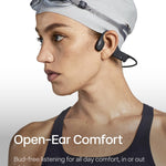SHOKZ OpenSwim - MP3 Waterproof Headphones for Swimming - Not Bluetooth Compatible - Built-in MP3 Player with Storage for 1200 Songs - Open-Ear Wireless Headphones, with Nose Clip and Earplug (Black)