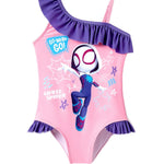 Disney Marvel Ghost Spider Girls Swimsuits Ruffle One Piece Bathing Suits UPF 50 Sport Summer Beach Swimwear Pink Quick Dry for Toddler Girls Size 3T