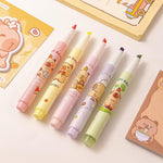 MOZXIRZ 6 Pcs Capybara Highlighter Marker Cute Capybara Pastel Highlighter Marker Pens for Students Boys Girls Women Highlighter Pens School Supplies Office Supplies (6Pcs Capybara)