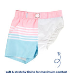RUGGEDBUTTS Boys UPF50+ Sun Protection Striped Color Block Swim Trunks - Beach Bound, 6-12m