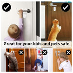 Flowden Childproof Door Lever Lock Prevents Toddlers Pets from Opening Doors, No Drill Tool Needed Easy to Instal, Child Safety Locks for Doors, Windows, washrooms (Black, Pack, 4)