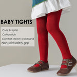 EPEIUS Baby Tights Seamless Non Slip/Skid Leggings Newborn Girl Cotton Stockings Baby Boy Footed Pants Solid Plain Tights Pantyhose for 0-3 Months,3 Pair Pack,Burgundy/Ivory White/Mustard