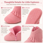 Meckior Baby Girls Cowboy Tassel Boots Side Zipper Moccasins Soft Bottom Non-Slip Toddler Shoe