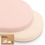 2-Pack Organic Bassinet Sheets for Girls, Boys - 100% Cotton Bassinet Mattress Sheets Compatible with Halo Bassinest Swivel Sleeper, Graco, Baby Delight, Chicco, Fitted Bassinet Sheets (Cameo)