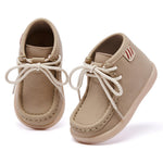 MORENDL Baby Boots Infant Boy Walking Shoes Toddler Girl Lace-Up Booties Non-Slip Dress Shoes Lightweight Loafers 12-15 Months Brown Knaki
