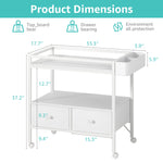 BOLUO Baby Changing Table with Storage, White Baby Dresser with Changing Table Top, Diaper Changing Station with 2 Fabric Drawers for Nursery Modern