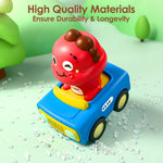 iPlay, iLearn Press Go Car Toys for Toddlers 1-3, Baby Animal Race Cars, Infant Play Car Set, Push Go Friction Dino Car for 6-9-12-18 Month, 1st Birthday Gift Easter Stuffer for 1-2 Years Old Boy Kid