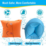 10Leccion 2 Pack Inflatable Arm Floaties for Toddlers, Blow up Water Wings for Kids, Swimming Arm Bands Floatation for Children and Adults 30-150LBS(Blue and Orange)