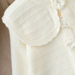 Toddler Girl Sweater Cardigan Knit Sweaters Long Sleeve Button Lapel Knitwear Embroidery Warm Outerwear Fall Winter Clothes
