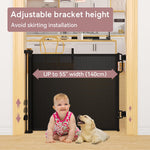 Momcozy Retractable Mesh Baby Gate or Dog Gate, Child Safety Gate for Indoor or Outdoor, 33-inches Tall with up to 55-inches Wide Extension, Avoid Skirting Installation, Black
