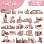 wanan Kids Couch 10PCS, Modular Kids Play Couch for Playroom Bedroom, 10 in 1 Multifunctional Kid Sofa for Playing, Creativing, Sleeping, Indoor Toddler Couches for Boys and Girls(Pink)