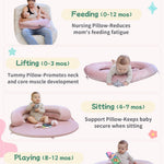 Hiseeme Baby Play Gym Mat, Thick Baby Activity Gym for 0-6 Months, Tummy Time Mat with 5 Sensory Toys for Newborn Development, Baby Playmats for Infant with Non-Slip Cushioned Foam Padding (Pink)