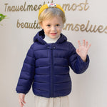 XMWEALTHY Baby Boys Girls Winter Coats Toddler Light Puffer Down Jacket Infant Kids Bear Hoods Padded Outwear Drak Blue 3T