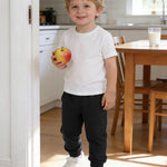 Witwot 2 Pack Toddler Boys Sweatpants Soft Cotton Pull On Jogger Pants with Pocket for Baby Boy Black/Dark Grey 5T