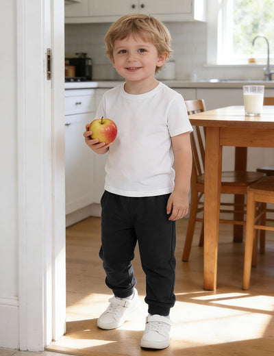 Witwot 2 Pack Toddler Boys Sweatpants Soft Cotton Pull On Jogger Pants with Pocket for Baby Boy Black/Dark Grey 5T