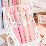 Anxiaoxuan Cute Pink Bunny Mini Gel Pens, Kawaii Rabbit Short Small Pocket Pens, Retractable Click Changeable Images, Tiny Pens Black Ink for Girls, Women, Wallet, Notebook, Set of 8PCS, Bunny