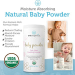 Era Organics USDA Organic Baby Powder Talc-Free - Soothing Arrowroot, Calendula and Cornstarch for Newborn, Babies or Toddlers - Made in USA - 3oz/85g