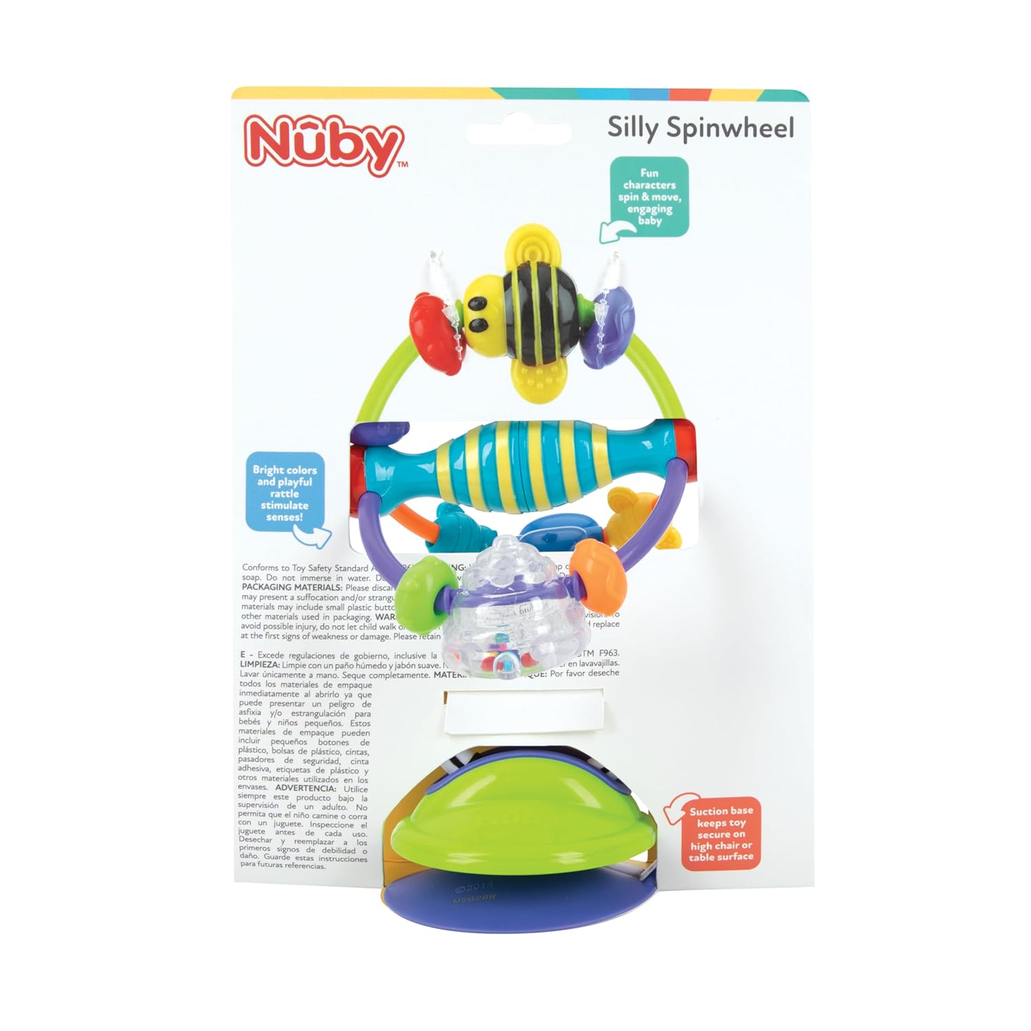 Nuby Silly Spinwheel Toy with Suction Base - Interactive High Chair Toy for Babies and Toddlers - 6+ Months