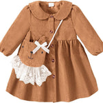 Mioglrie Toddler Girl Fall Dress Baby Girl Winter Clothes 6 12 18 24 Months Outfit Cute Dresses for Girls with Satchel