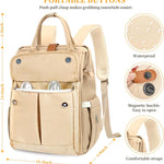 Diaper Bag Backpack, Large Capacity with Insulated Pockets Travel Water-Resistant Baby Bag for Mom Dad with Magnetic Buckle, Khaki