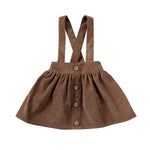 One opening Cute Baby Girl Corduroy Skirt Dress Infant Toddler Suspender Straps Casual Skirt Sundress Spring Summer Clothes (Brown, 1-2T)