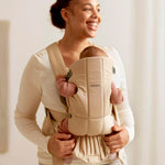BabyBjörn Baby Carrier Mini, Beige, Woven | Newborn Carrier (7-25 lbs), Ergonomic, Easy-to-Use