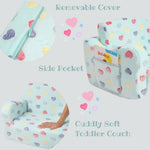MOMCAYWEX Toddler Couch, 2-in-1 Toddler Soft Couch Fold Out with Star Pillow, Convertible Sofa to Lounger for Girls and Boys, 1-Seat
