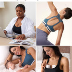 Momcozy Nursing Bras for Breastfeeding, FB011 Low-Impact Nursing Sports Bra Support Maternity Pregnancy Padded Wireless Bralette Blue