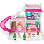 Dollhouses, Dreamhome Furniture Pink Girl Toys, 2 Stories 3 Rooms Dollshouse with 2 Princesses Slide Accessories, Toddler Playhouse Gift for for 3 4 5 6 7 8 9 10 Year Old Girls Toys
