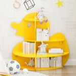 Duck Kids Bookshelf Toddler Bookcase 4-Tier Baby Book Rack Children Toy Storage Organizer Wood Display Shelf for Nursery Playroom Bedroom Classroom School Homeschooling Boy Girl’s Gift (Yellow Duck)