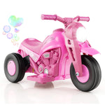 Costzon Kids Motorcycle, 6V Battery Powered Ride on Motorcycle with Bubble Maker, Music, LED Headlight, Forward & Backward, 3 Wheels Electric Motorcycle for Kids, Gift for Boys & Girls (Pink)