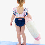 RuffleButts Baby/Toddler Girls UPF50+ Waterfall Tankini Two Piece Swimsuit - Pink Sweet Sails, 3-6m