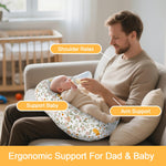 CHANGX3KB Ergonomic Nursing Pillow for Breastfeeding & Bottle Feeding, Breastfeeding Pillow to Reduce Back Neck Strain, Suitable for Breastfeeding Mom & Baby, Washable Cotton Cover(Flower Beige)