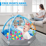 Baby Gym Play Mat, 8-in-1 Ocean Theme Tummy Time Mat & Ball Pit, Washable Baby Activity Play Mat for Visual, Hearing, Sensory, Motor Development, Baby Toys Gift for Toddler Infant 0-3-6-9-12-18 Months
