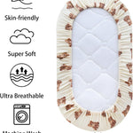 LifeTree Muslin Bassinet Sheets Unisex, Soft Breathable Fitted Baby Bassinet Sheets, 1 Pack for Standard Bassinet for Baby Boys Girls, 70% Viscose from Bamboo + 30% Cotton, Bear Pattern, 32" x 16"