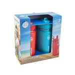 ThermoFlask Kids 16 oz Insulated Water Bottles with Straw Lid BPA-Free Stainless Steel Leakproof & Spill-Proof Design Easy Clean Wide Mouth 2-Pack for School, Sports, Playdates, Red/Blue