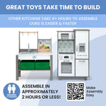Delta Children Gourmet All-in-One Corner Play Kitchen - Toy Kitchen Playset with Safe & Heatless Stove with Lights, Oven, Sink, Fridge/Freezer with Ice Maker and 20 Accessories, Natural/White