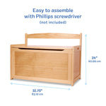 Melissa & Doug Wooden Toy Chest - Light Wood Furniture for Playroom, Blonde Kids Toy Box, Wooden Box Storage Organizer, Children's Furniture Chest