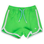 RUGGEDBUTTS Boys UPF50+ Sun Protected Stretch Dolphin Hem Swim Trunks - Neon Lime, 3-6m