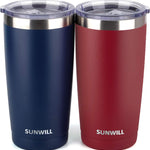 SUNWILL Travel Coffee Tumbler 20 oz, Insulated Mug with Lid, Stainless Steel Cup for Outdoor, Powder Coated Navy