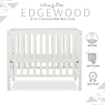 Dream On Me Edgewood 4-in-1 Convertible Mini Baby Crib in White GreenGuard Gold & JPMA, Non-Toxic, Compact 40×25×33″ Design, Converts to Mini Daybed & Twin Bed (Rails to Buy) 1″ Mattress Pad