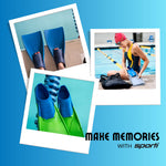 Sporti Adult-Kids Short Swim Fins, Floating Fin for Swimming & Snorkeling, Swim Flippers for Training - RedBlue - Little Kid 13-1