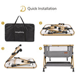 Maydolly Baby Bassinet & Bedside Sleeper, 3 in 1 Rocking Bassinet with Mattress & Sheet, Adjustable Height, Removable Breathable Cover, Easy Folding Infant Crib (Grey)